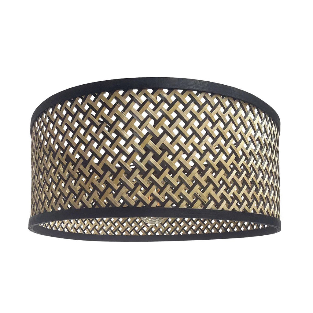 Abat-jour cylindrique en métal doré à cannelures, bordures noires
