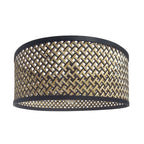 Abat-jour cylindrique en métal doré à cannelures, bordures noires