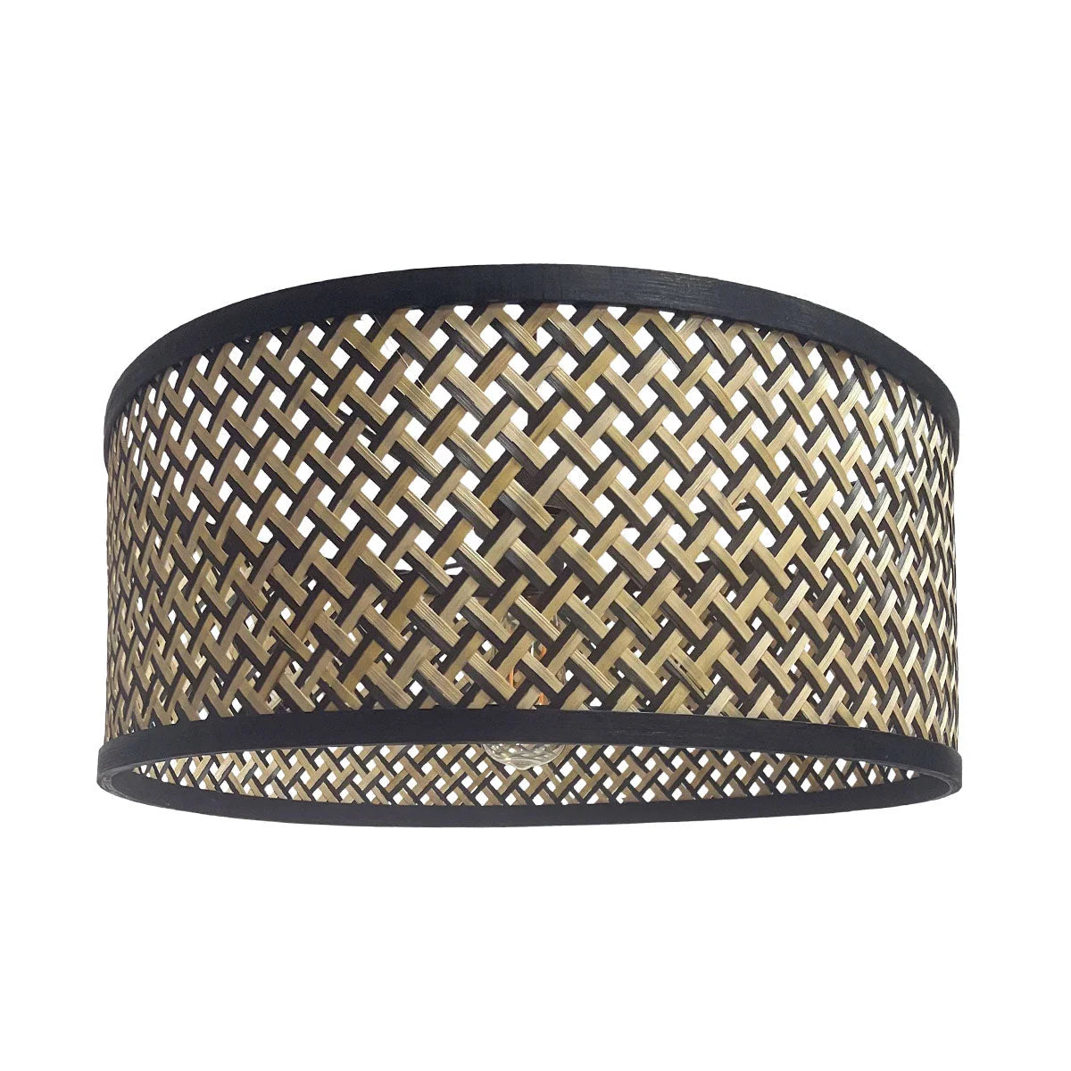 Abat-jour cylindrique en métal doré à cannelures, bordures noires