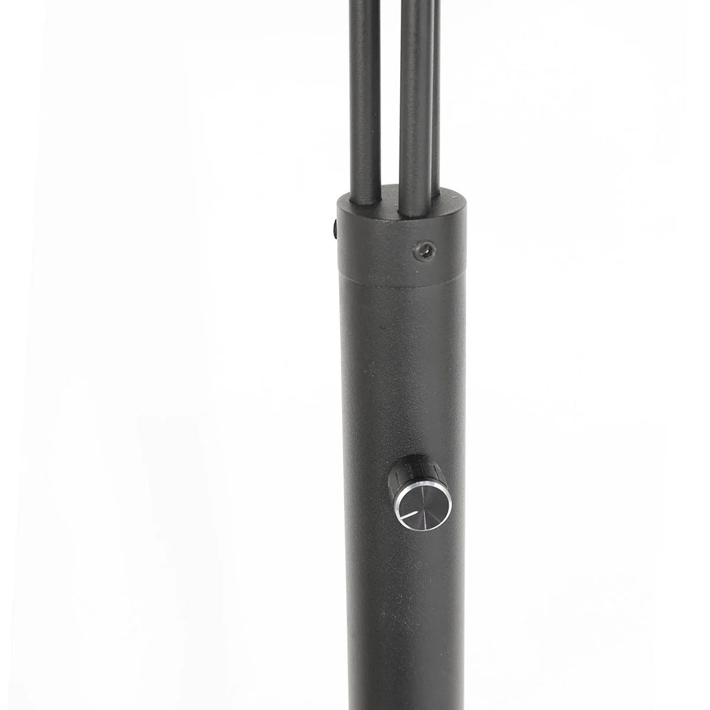Lampadaire en métal noir avec pied cylindrique et tige ajustable