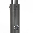 Base cylindrique de lampe en métal noir brossé avec bouton argenté