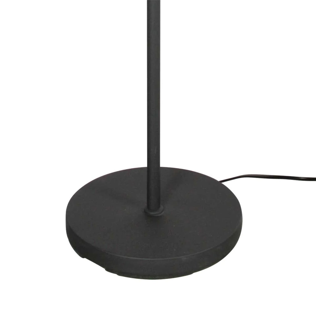 Base de lampe de sol noire mate circulaire robuste, abat-jour bambou chevrons, H144 cm
