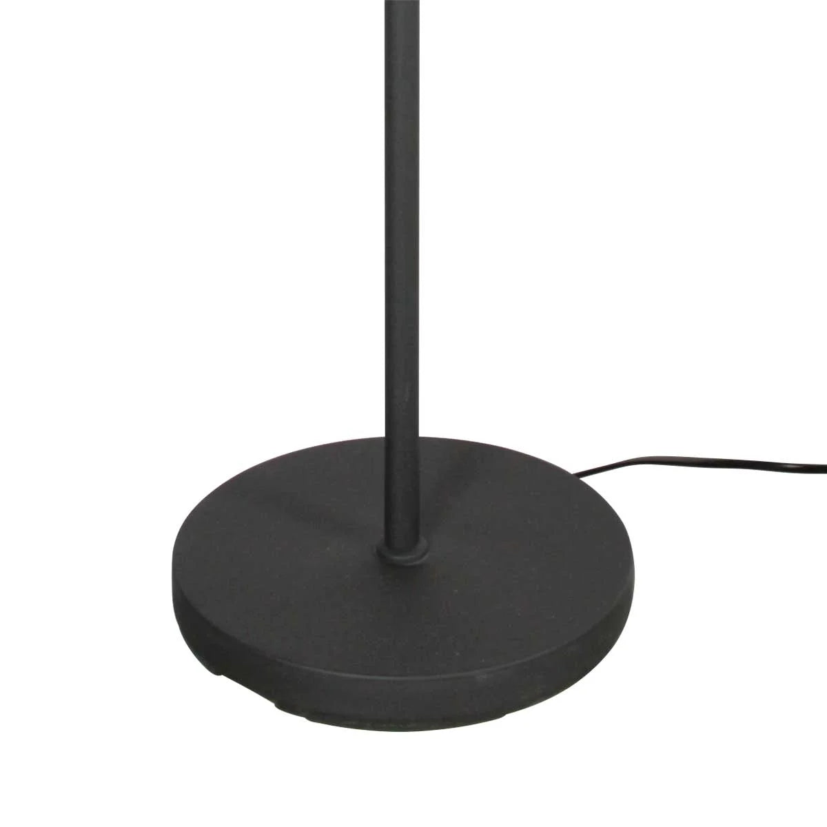 Base de lampe de sol noire mate circulaire robuste, abat-jour bambou chevrons, H144 cm