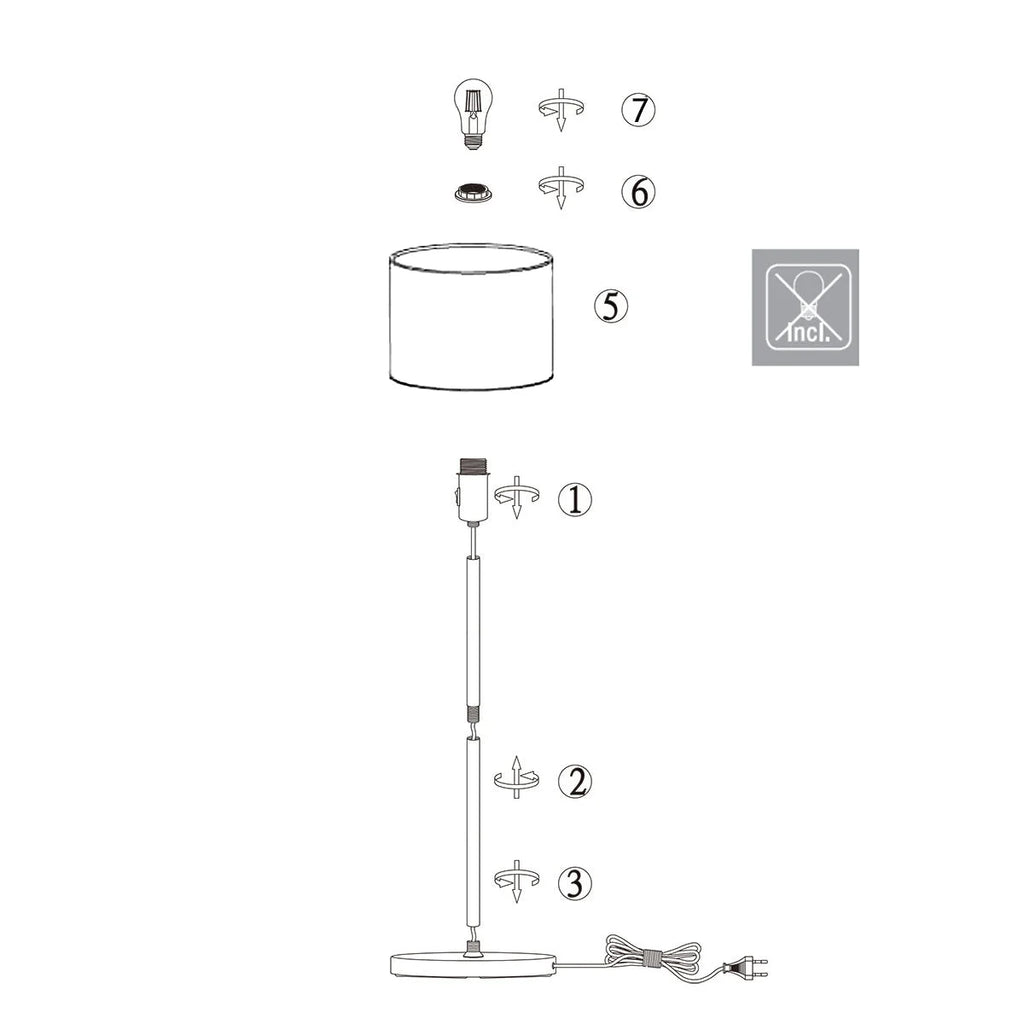 Base cylindrique blanche lampadaire métal noir abat-jour bambou chevrons H144 cm