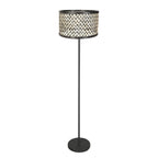 Lampadaire métal noir abat-jour bambou chevrons H144 cm