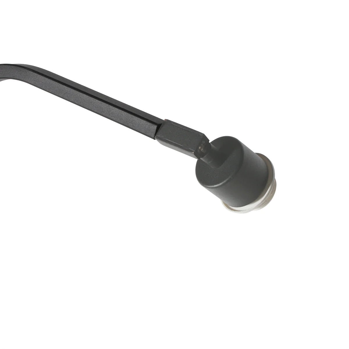 Lampe de bureau en métal noir avec abat-jour en rotin naturel et bras flexible