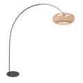 Lampadaire en métal noir avec abat-jour en rotin tressé naturel hauteur 190 cm