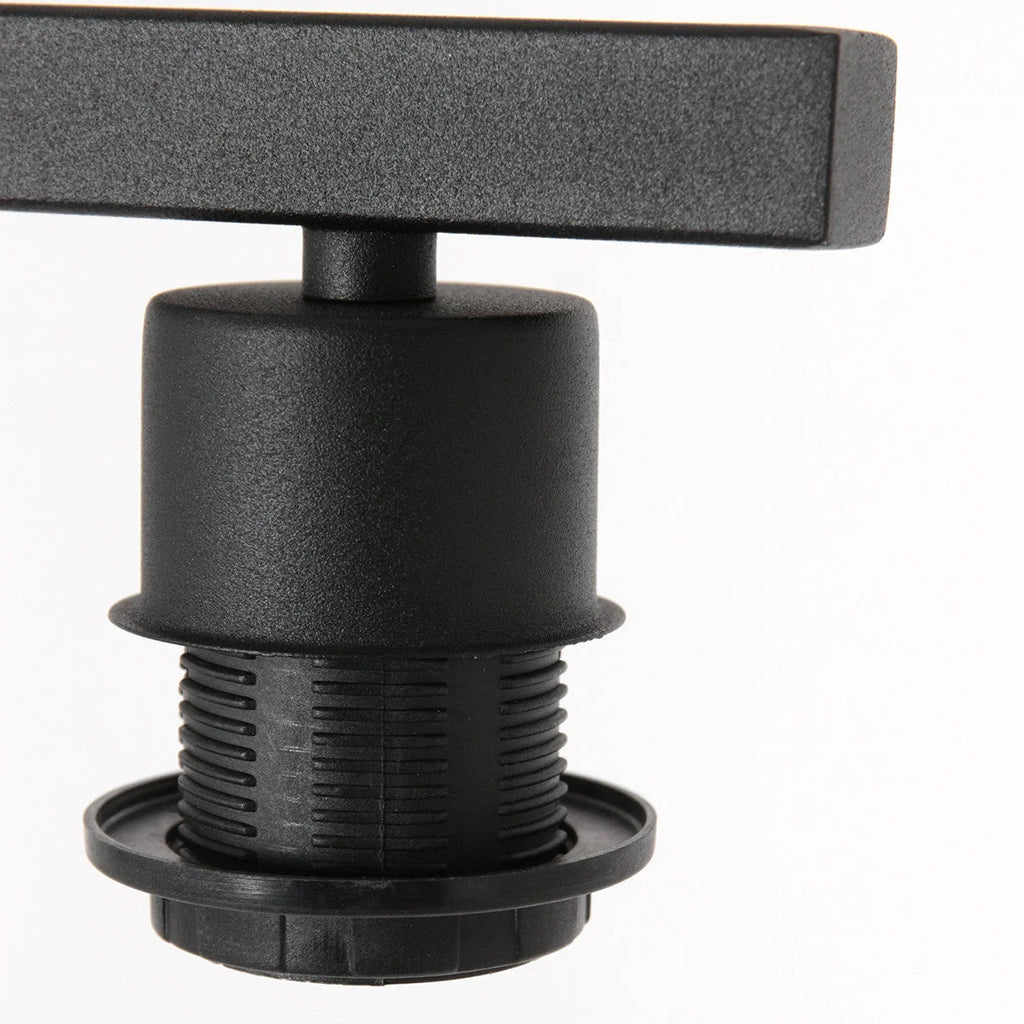 Douille d’ampoule en plastique noir avec base de montage rectangulaire pour Lampadaire métal noir abat-jour tressé naturel