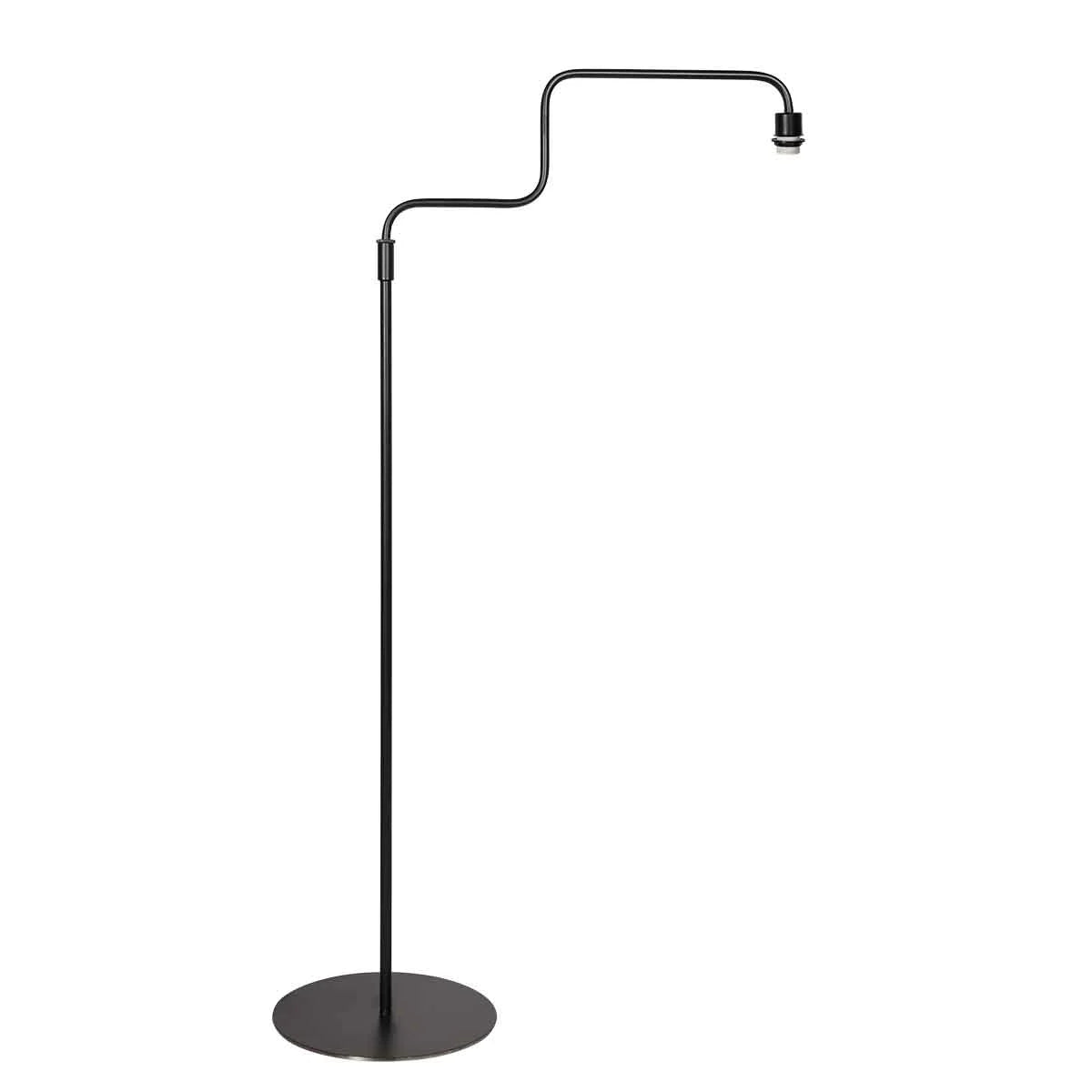 Lampadaire en métal noir avec bras courbé et abat-jour cylindrique H165 cm