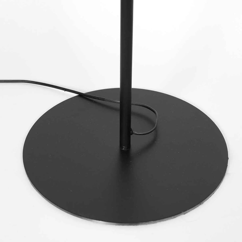 Base de lampadaire en métal noir avec bras courbé et abat-jour cylindrique H165 cm