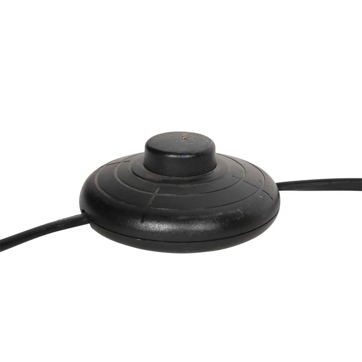 Interrupteur noir à pied pour Lampadaire en métal noir avec bras courbé et abat-jour cylindrique
