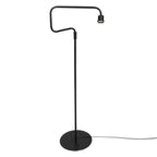 Lampadaire en métal noir avec bras courbé et abat-jour cylindrique H165 cm