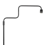 Ampoule de lampadaire en métal noir avec bras courbé et abat-jour cylindrique