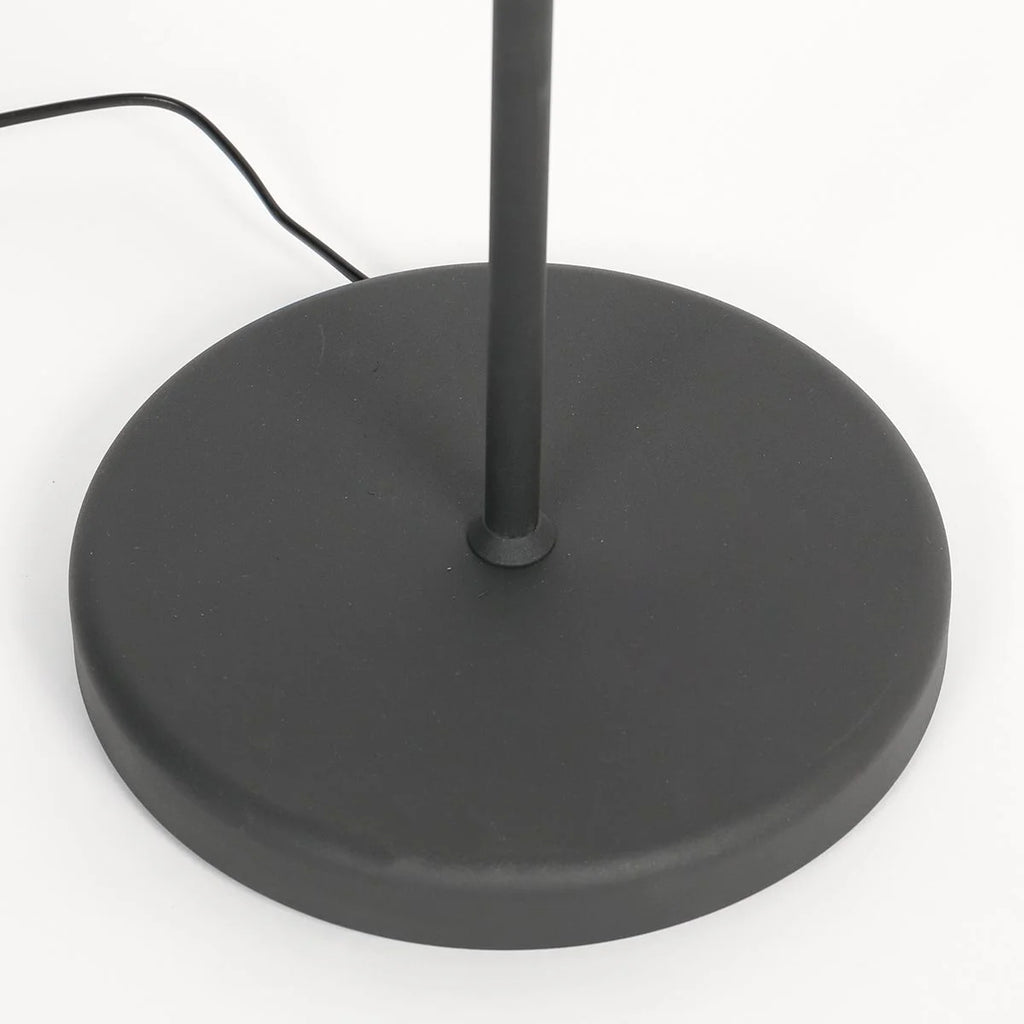Base de lampadaire en métal noir mat avec pole central pour lampe conique dorée
