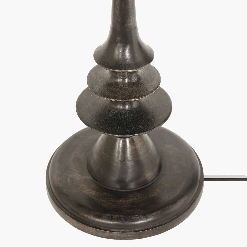 Base de lampe en bronze foncé avec détails tiers et arrondis pour Lampadaire en métal noir vieilli