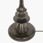 Base de lampe en bronze foncé avec détails tiers et arrondis pour Lampadaire en métal noir vieilli