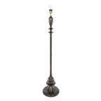 Base de lampadaire en bois brun foncé avec porte-ampoule en laiton et abat-jour en treillis