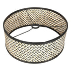 Abat-jour rond en rotin tissé avec finition noire pour Lampadaire en métal noir vieilli