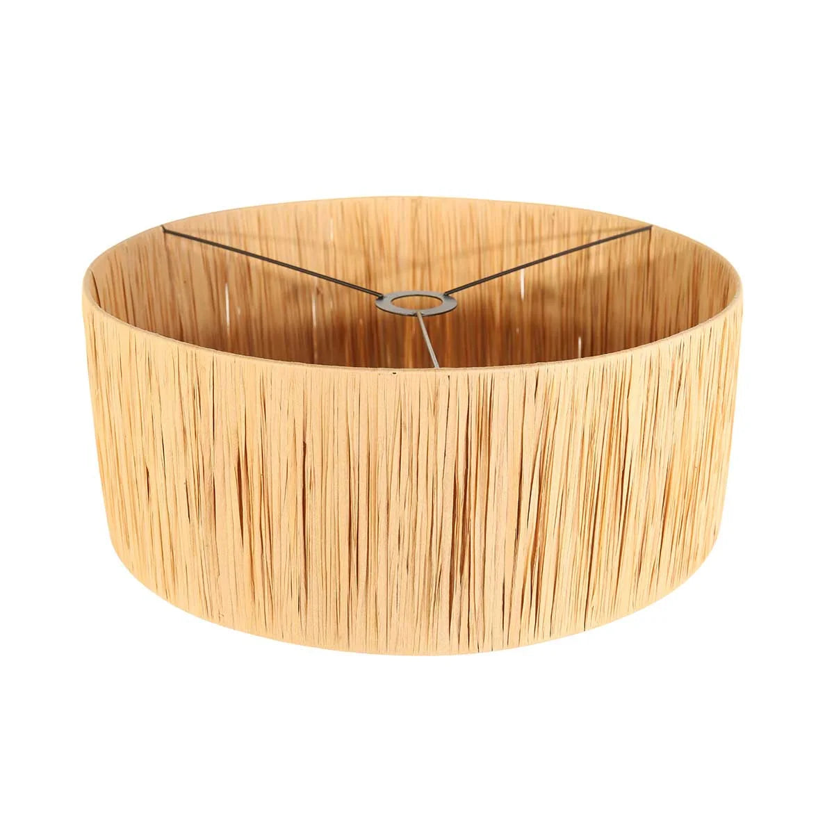 Abat-jour cylindrique en raffia naturel pour Lampadaire noir avec bras orientable