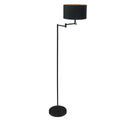 Lampadaire noir en métal avec abat-jour doré orientable et bras ajustable, H154 cm