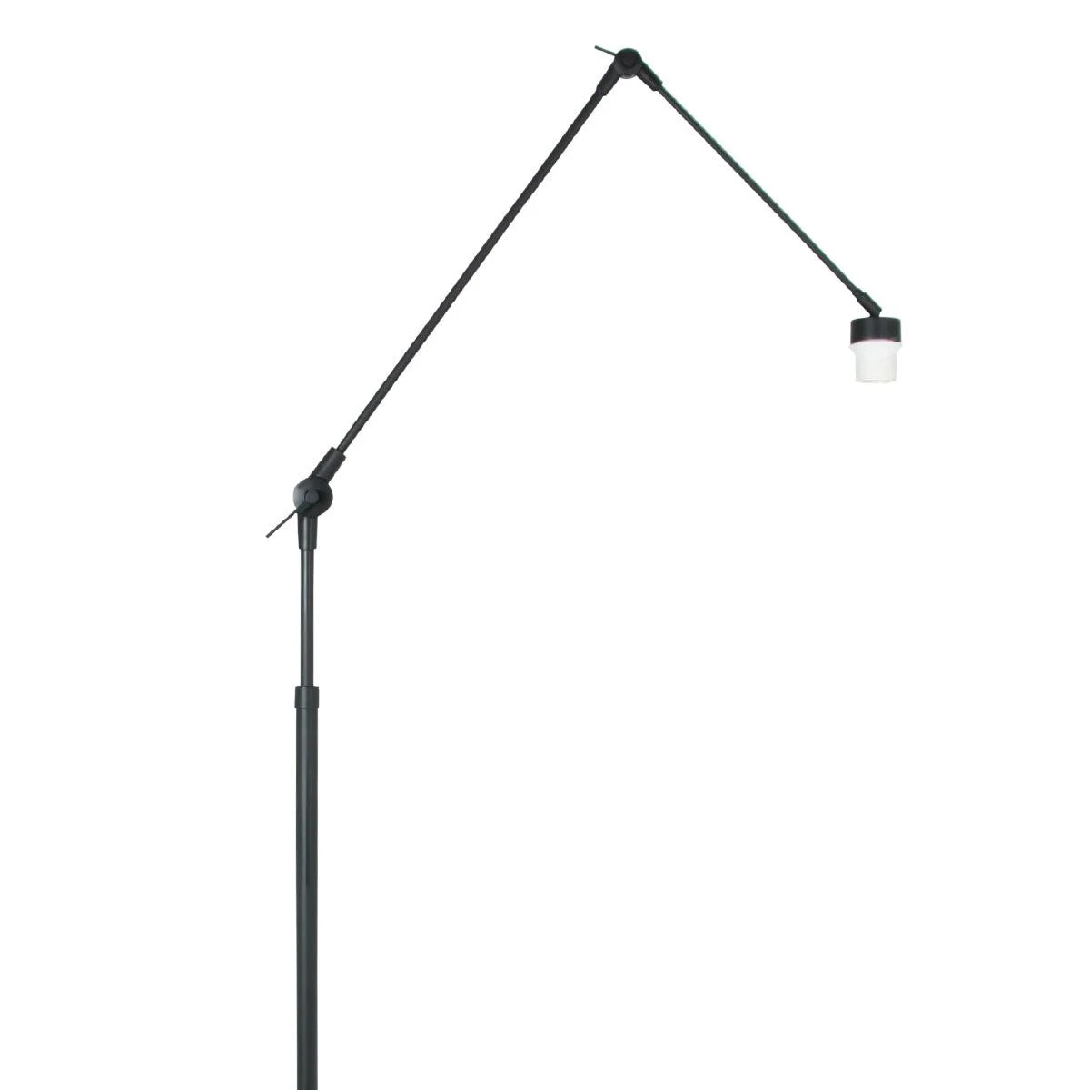 Lampadaire rotin naturel à structure articulée noire pour un éclairage ajustable