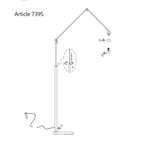 Schéma de lampadaire rotin naturel à structure articulée noire Ø40 cm