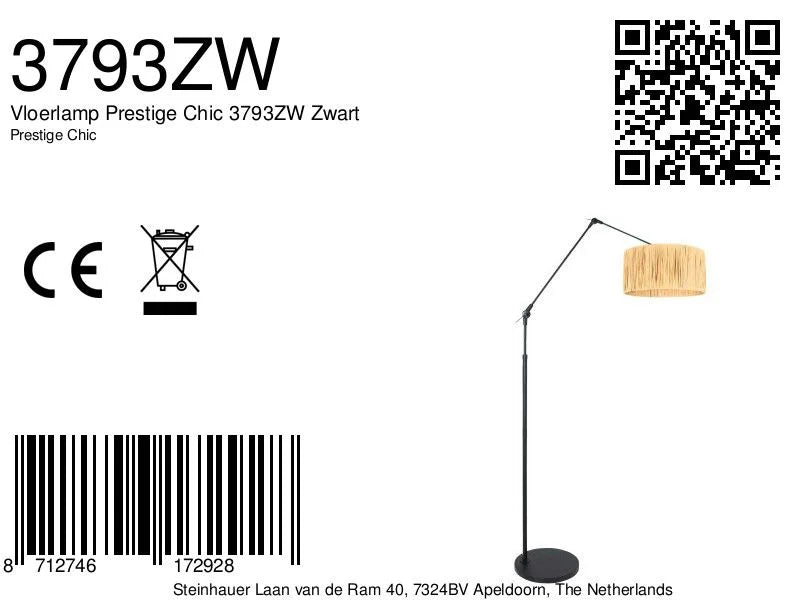 Mise en valeur d’un lampadaire rotin naturel avec abat-jour en paille et structure articulée noire