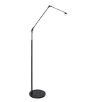 Lampadaire rotin naturel à structure articulée noire, dimmable et moderne pour salon