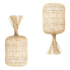 Abat-jour cylindrique en rotin naturel avec pampilles en raffia pour Lampadaire en rotin