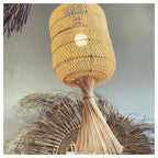 Suspension en rotin naturel avec tassel en paille pour Lampadaire en rotin naturel