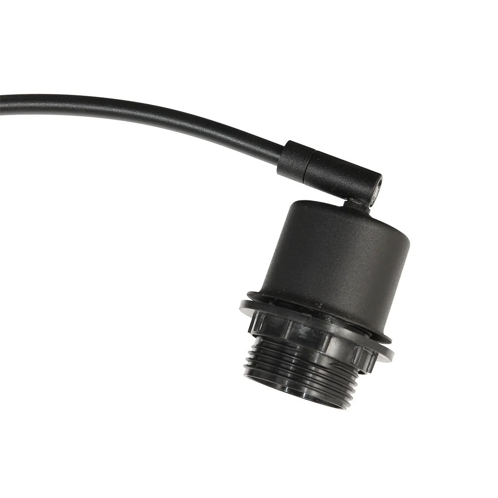 Base filetée en plastique noir pour douille de lampe avec câble attaché