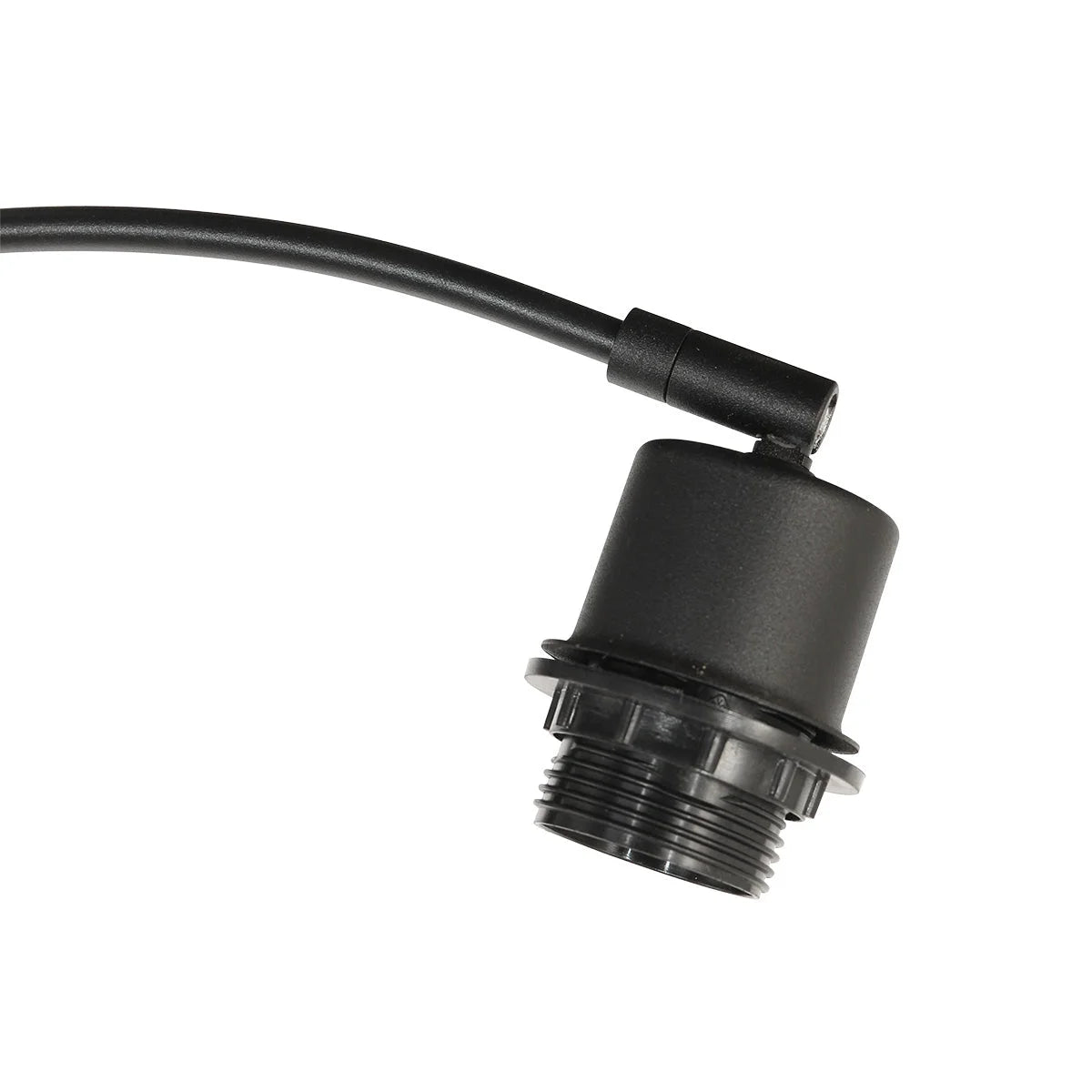 Base filetée en plastique noir pour douille de lampe avec câble attaché
