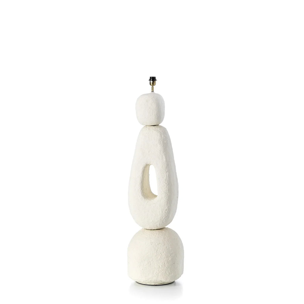 Lampadaire sculptural papier mâché blanc XL H123 cm avec segments organiques