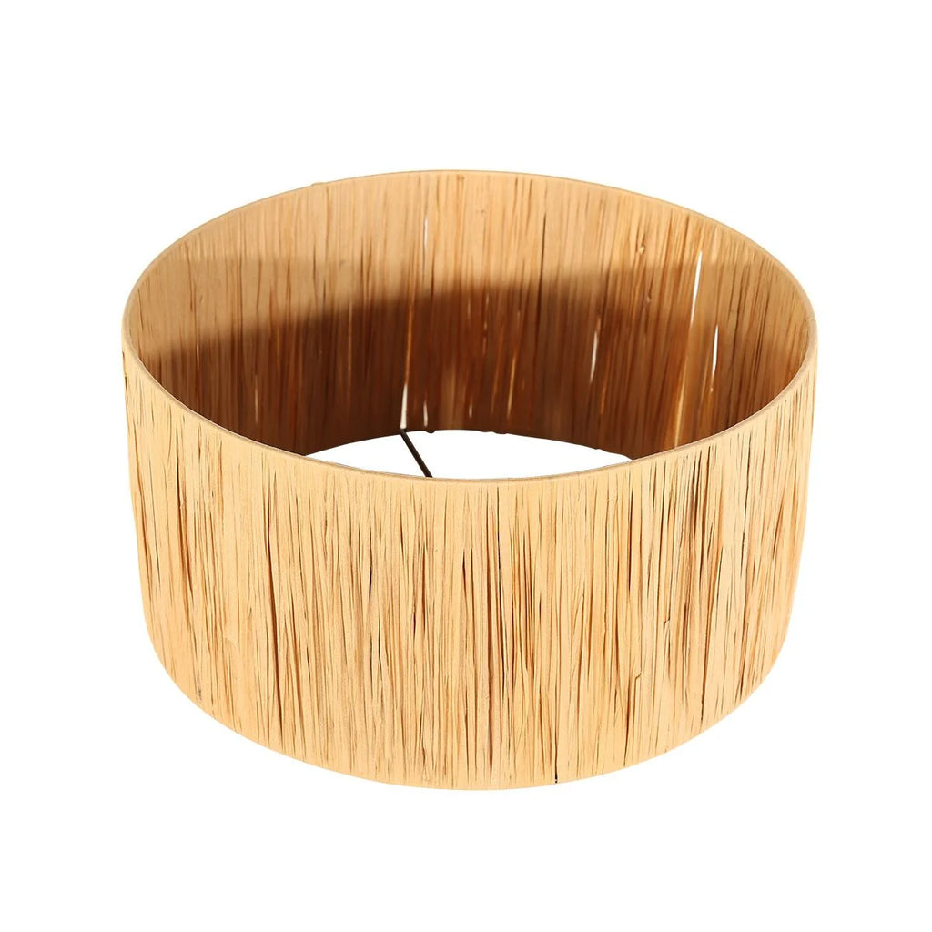 Abat-jour tressé en suspension cylindrique pour lampadaire trépied en bois naturel