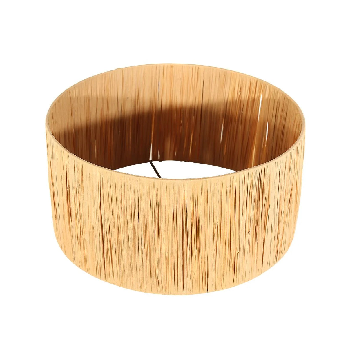 Abat-jour tressé en suspension cylindrique pour lampadaire trépied en bois naturel