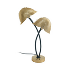 Lampe à poser double feuille dorée en métal noir et or avec base en or, H60 cm