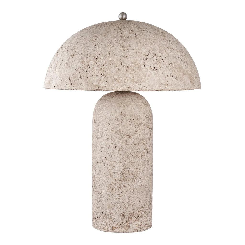 Lampe à poser effet pierre beige dôme champignon H49 cm
