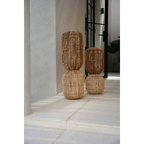 Lampe à poser en fibres naturelles tressées forme sculpturale – H80 cm