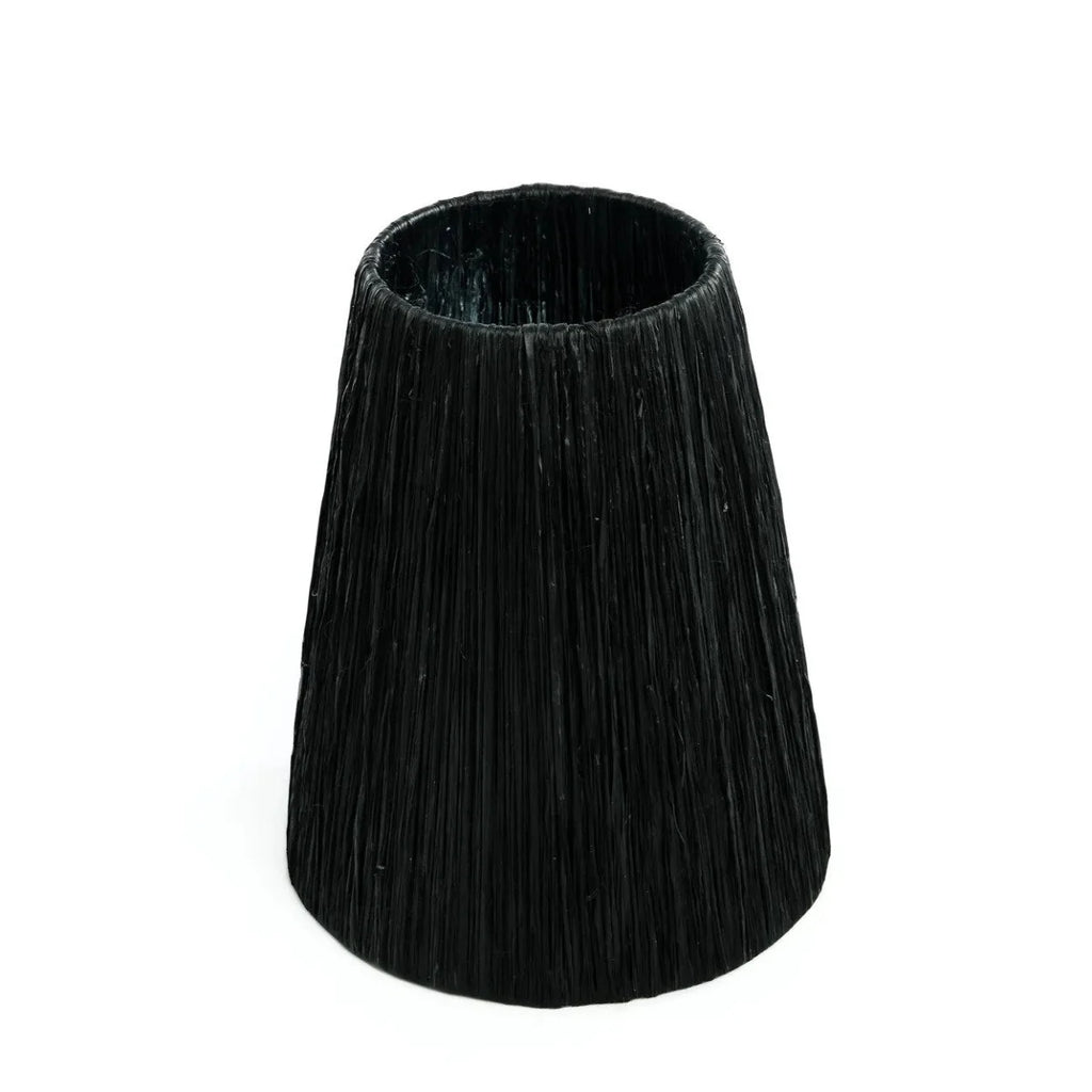 Lampe à poser en terracotta et rotin noir texturé – H56 cm