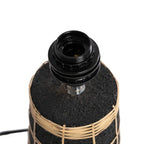 Lampe à poser en terracotta et rotin noir texturé – H56 cm