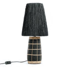 Lampe à poser en terracotta et rotin noir texturé – H56 cm