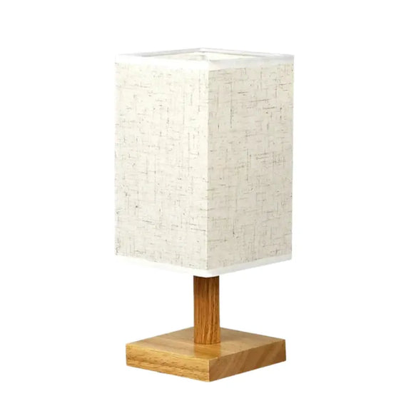 Lampe en bois carré fond blanc