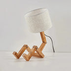 Lampe de chevet bonhomme en bois gris