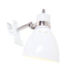 Lampe murale à pince en métal blanc orientable avec interrupteur intégré