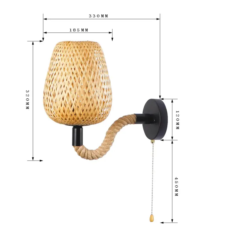 Dimensions de la Lampe murale en bambou rétro