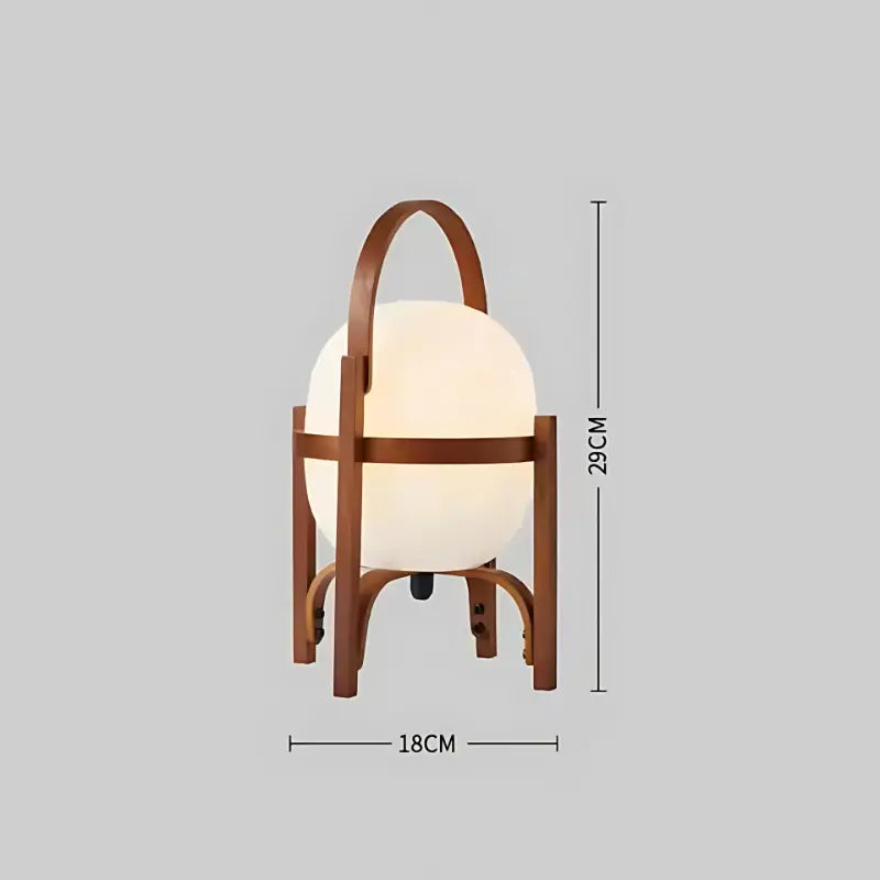 Lampe à pied en bois sombre de petite taille avec abat-jour blanc