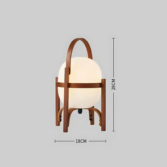 Lampe à pied en bois sombre de petite taille avec abat-jour blanc