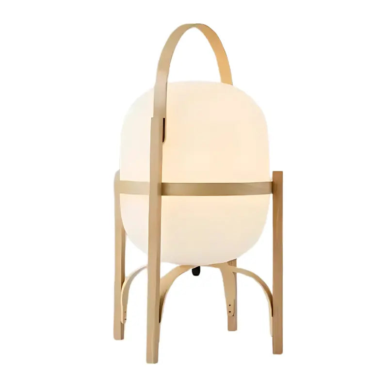 Lampe à pied en bois fond blanc