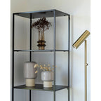 Étagère en métal noire design pour salon ou chambre, H150 cm