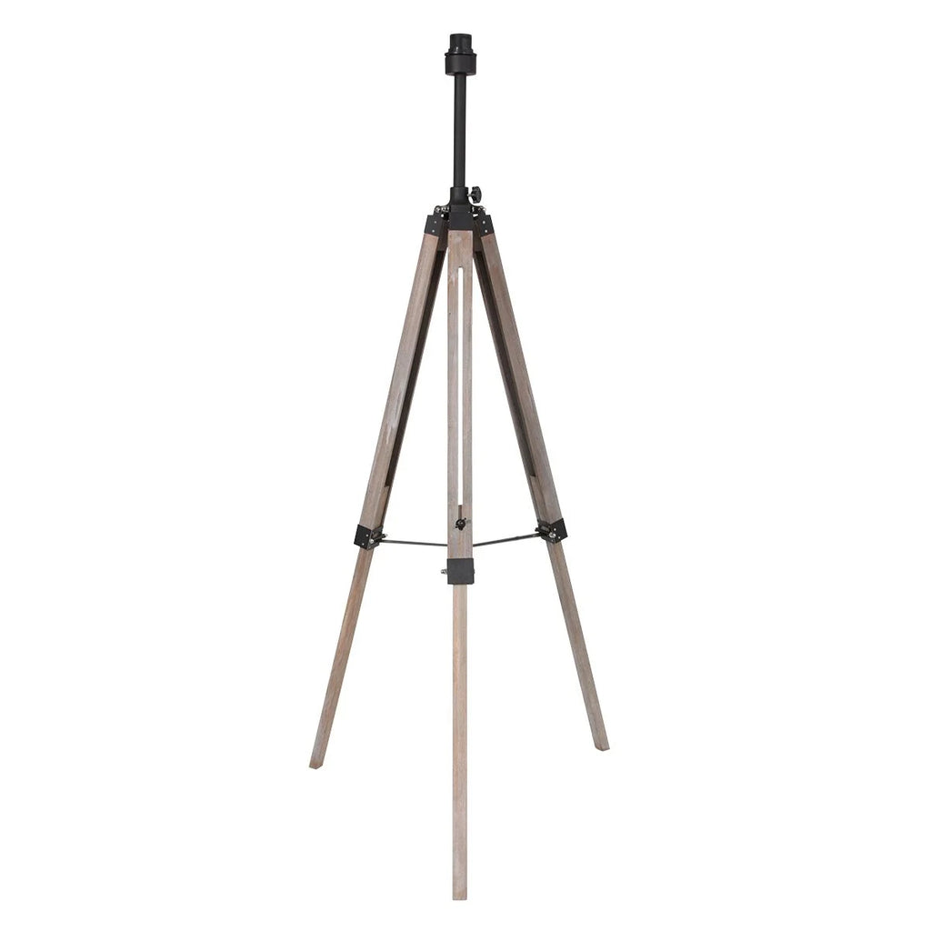 Base en bois pour lampe sur pied avec abat-jour en tissu noir, hauteur 165 cm